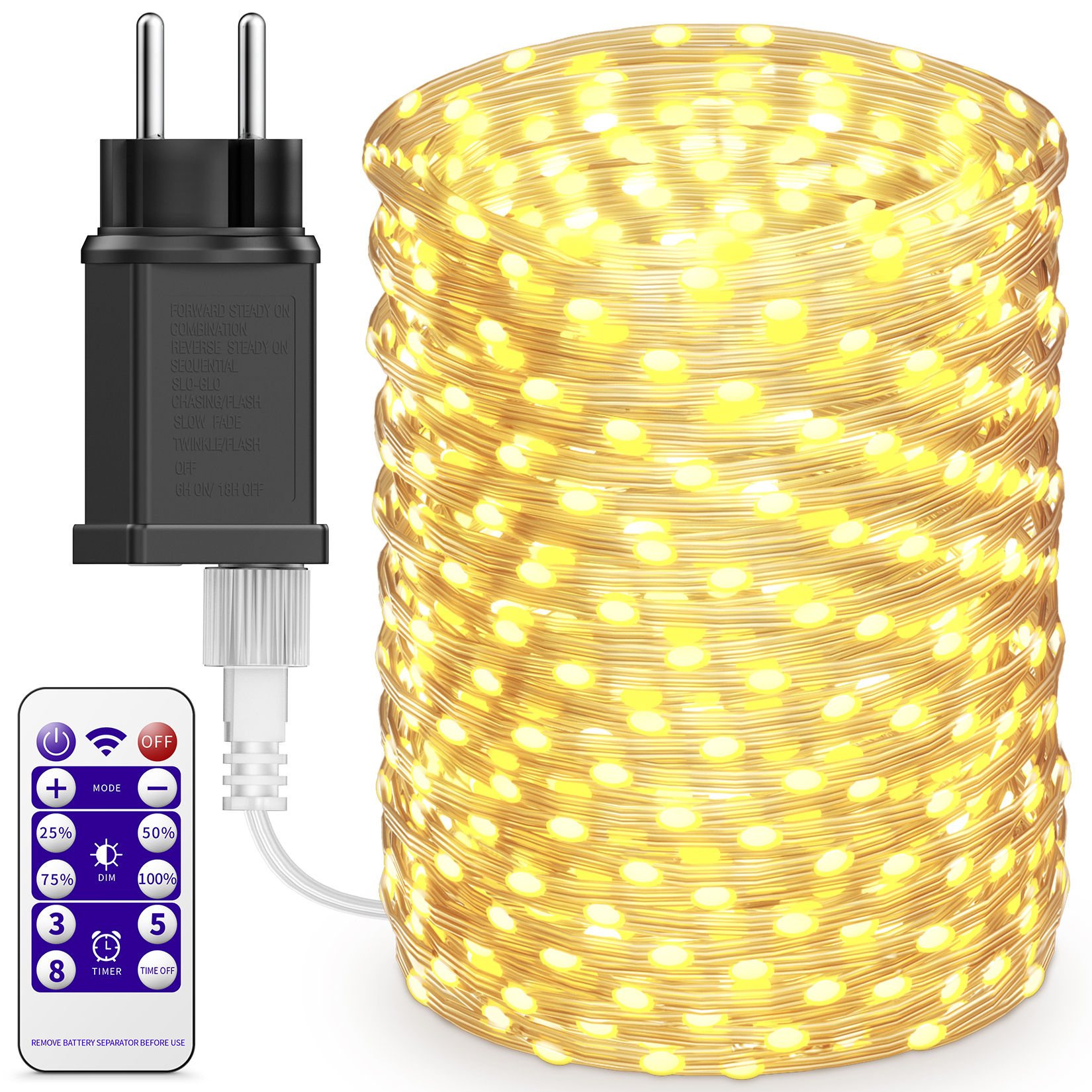 BESCOST Outdoor Garland Lights 30M, 300 LED Chain Lights, Outdoor Lights with 8 Modes, Waterproof LED Outdoor Lights, Decoration for Christmas, Party, Wedding, Patio, Garden, Festival, etc.