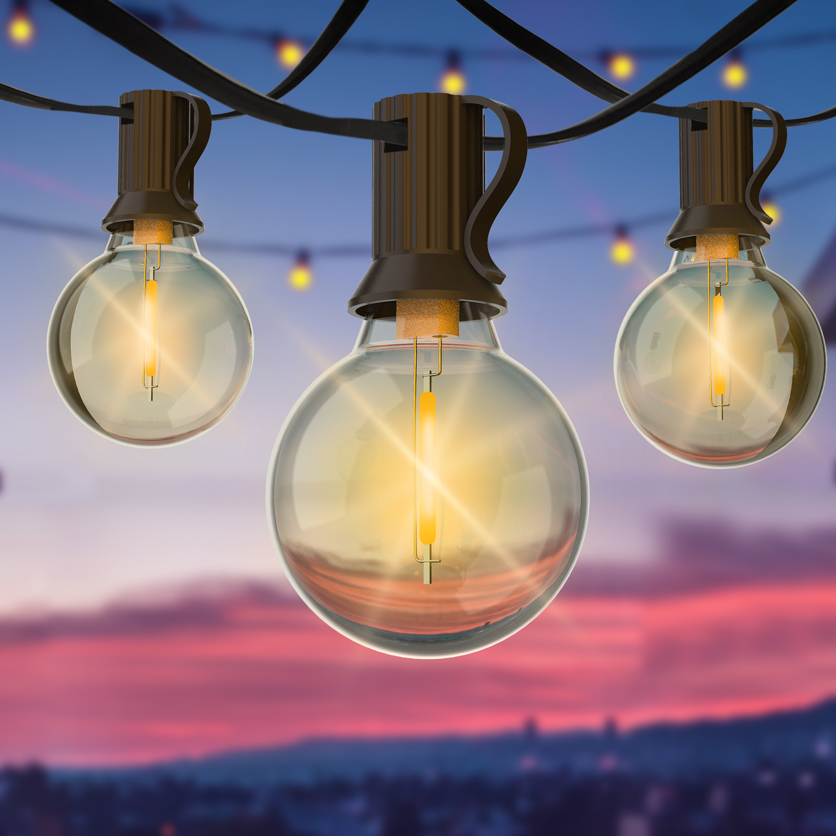 Outdoor String Lights 15 Meters/50FT, BESCOST G40 IP44 Waterproof Outdoor String Lights with 25+2 LED Bulbs, LED Outdoor String Lights for Garden, Patio, Christmas, Wedding, Garden, Patio, Christmas, Wedding, etc.